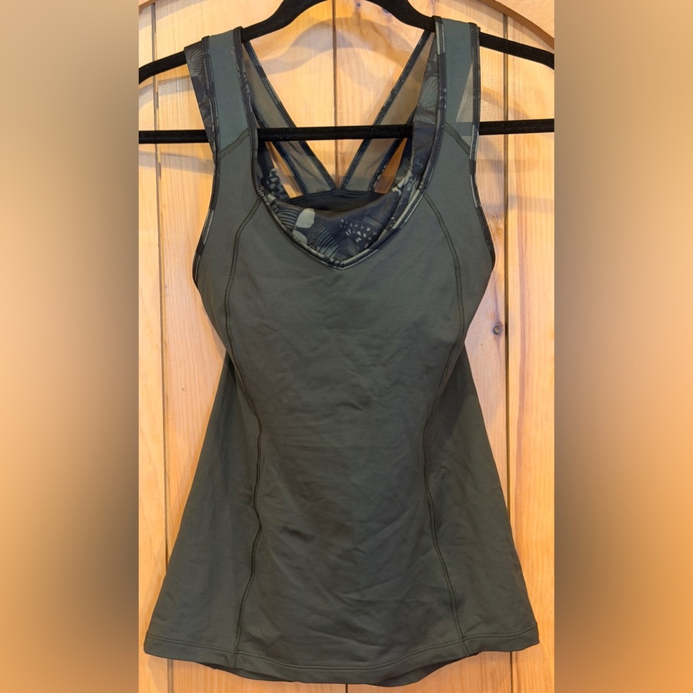 lululemon athletica Olive Green Built-In Bra Tank Top